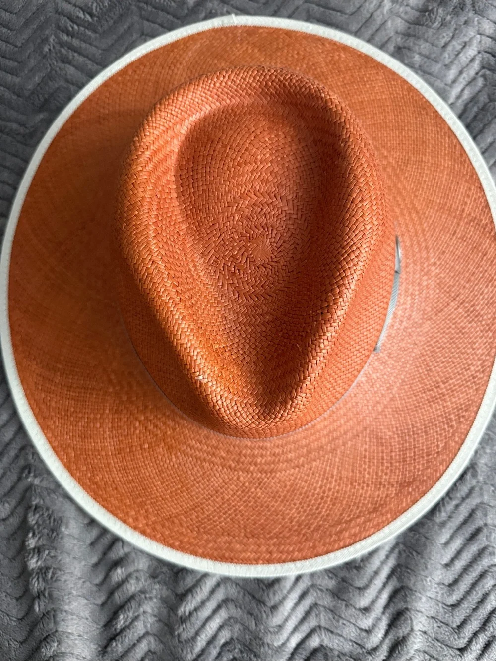 Goorin Bros Brown/Orange Straw Fedora with Gray Band